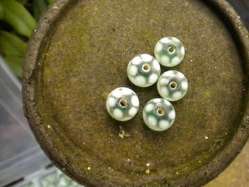10 glaskralen 12 x 8 mm donut (Groene glaskralen), Ophalen of Verzenden, Nieuw, Kraal