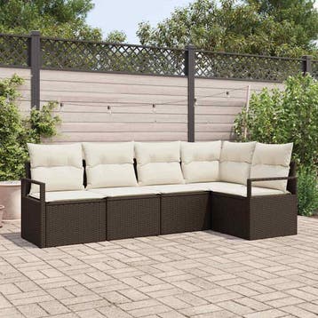 vidaXL Bankstel 5 st Bruin poly rattan, Verzenden, Nieuw, 5 zitplaatsen