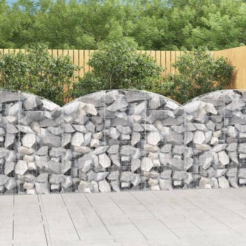 vidaXL Schanskorf gewelfd 150x30x100/120 cm gegalvaniseerd, Tuin en Terras, Bloembakken en Plantenbakken, 100 cm of meer, Verzenden