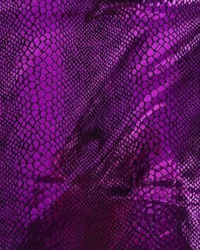 Polyester Foliedruk Slangenprint Paars, Nieuw, Paars