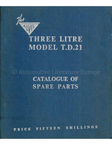 1958 ALVIS THREE LITRE MODEL TD21 ONDERDELENBOEK ENGELS