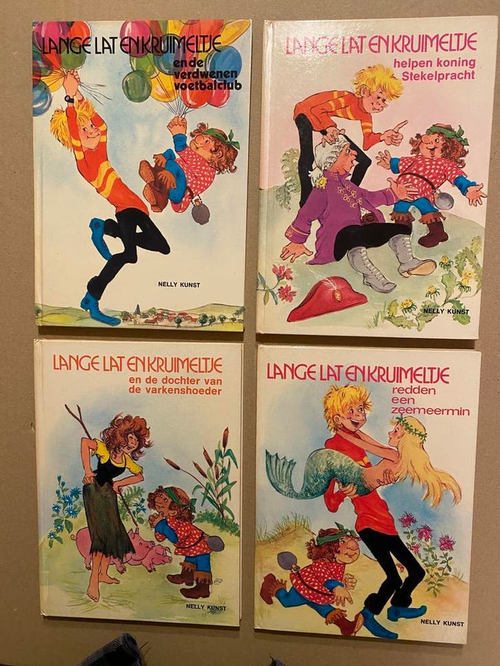 Nostalgie - Nellie Kunst - 4 boekjes Lange Lat en Kruimeltje, Boeken, Kinderboeken | Kleuters, Fictie algemeen, 5 of 6 jaar, Zo goed als nieuw