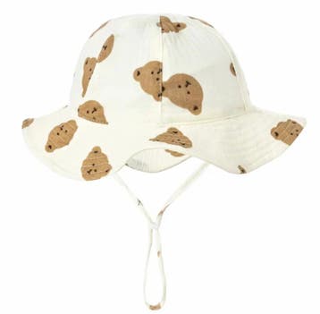 Zonnehoedje linnen look gebroken wit met hartjes, Kinderen en Baby's, Babymode-accessoires, Verzenden, Nieuw