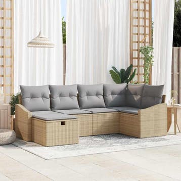 vidaXL Bankstel 6 st poly rattan, Verzenden, Nieuw, 6 zitplaatsen