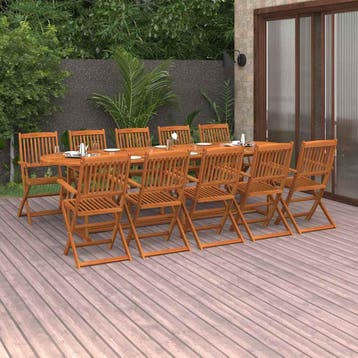 vidaXL 11-delige Tuinset 280x90x75 cm massief acaciahout, Tuin en Terras, Meer dan 8 zitplaatsen, Nieuw, Tuinset, Verzenden