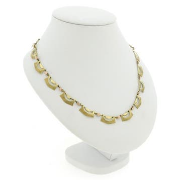 Bicolor gouden fantasie schakelketting, Sieraden, Tassen en Uiterlijk, Ophalen of Verzenden, Gebruikt, Goud, Goud