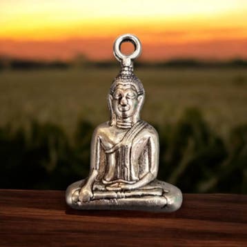 Zware kwaliteit metalen Buddha bedel, antiek zilverkleur..., Ophalen of Verzenden, Nieuw, Kraal