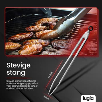 Lugia BBQ Accesoires Set 4 delig - Barbecue Tang, Spatel,, Ophalen of Verzenden, Zo goed als nieuw, Lugia