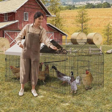 Ruime Metalen Kippenren met Dak - Draagbare Vogelkooi voor K, Dieren en Toebehoren, Verzenden, Nieuw