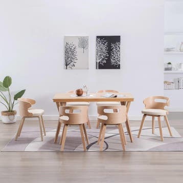 vidaXL Eetkamerstoelen 6 st gebogen hout en kunstleer crème, Huis en Inrichting, Verzenden, Nieuw