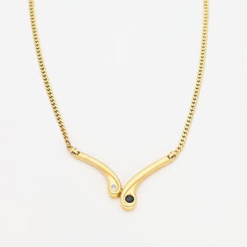 Halsketting - 18 karaat Geel goud Saffier - Diamant, Sieraden, Tassen en Uiterlijk, Kettingen, Nieuw