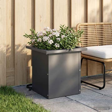 vidaXL Plantenbak met led Antraciet 30 x 30 x 30 cm Staal, Verzenden, Minder dan 60 cm, Nieuw, Metaal