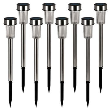 LED zonnelamp set van 8 roestvrij staal 37cm (Verlichting), Verzenden, Nieuw