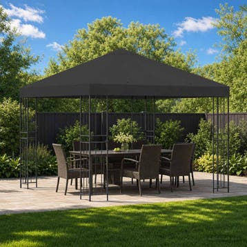 vidaXL Paviljoen 3 x 3 m Antracietkleurig Polyester en staal, Verzenden, Nieuw