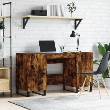 vidaXL Bureau 140x50x75 cm bewerkt hout gerookt eikenkleurig, Verzenden, Nieuw