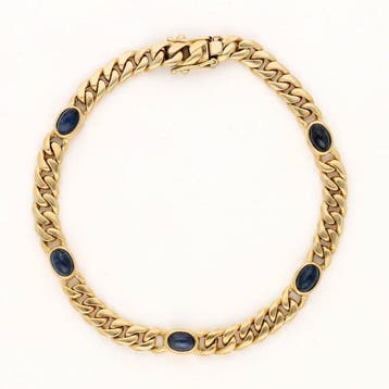 Armband - 14 karaat Geel goud Saffier, Nieuw