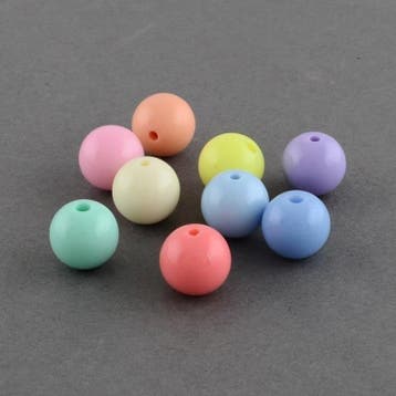 15 x Ronde acrylkralen 10 mm – assorti  gat ca. 1~2 mm, Ophalen of Verzenden, Nieuw, Kraal