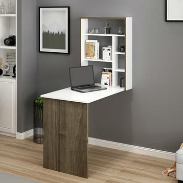 [en.casa] Klaptafel voor wandmontage Greve wit en walnootkle, Verzenden, Nieuw