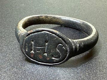 Renaissance Brons Zegelring met een monogram van de