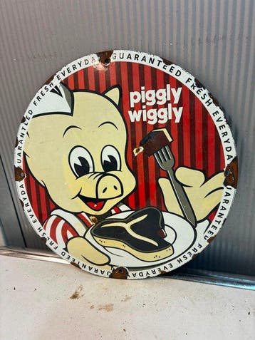 Piggly Wiggly – Supermarkt & Slagerij – Rond Emaille