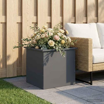 vidaXL Plantenbak met led Antraciet 50 x 60 x 48 cm Staal, Verzenden, Nieuw, Metaal, 60 tot 100 cm