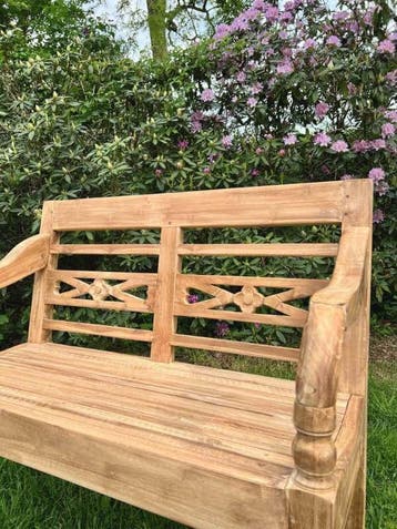 Stationsbank glad teakhout -  100 cmTuinbanken, Tuin en Terras, Tuinbanken, Ophalen of Verzenden, Nieuw
