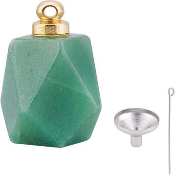 Gedenk hanger mini urn edelsteen Aventurine goudkleur met..., Ophalen of Verzenden, Nieuw, Kraal