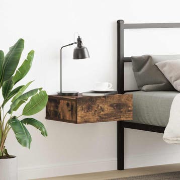 vidaXL Nachtkastje zwevend 40x30x15 cm bewerkt hout gerookt, Minder dan 45 cm, Verzenden, Nieuw, Minder dan 55 cm