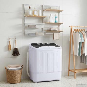 vidaXL Mini Wasmachine met Twin Tub 3,6 kg Zwart en Wit, Witgoed en Apparatuur, Wasmachines, Verzenden, Nieuw