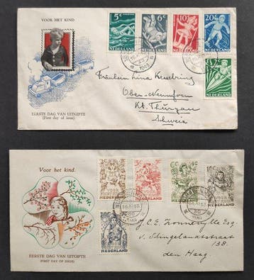 Nederland - Voorloper FDCs Kinderzegels 1948 & 1949, Gestempeld