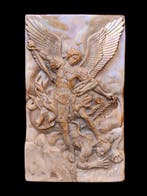 sculptuur, Bassorilievo San Michele Arcangelo - 38 cm -