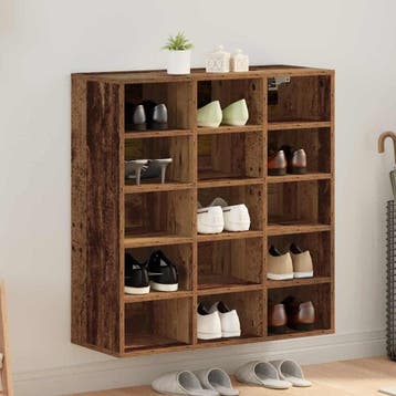 vidaXL Schoenenkast 77,5 x 30 x 83,5 cm Bewerkt hout Oud, Verzenden, Nieuw
