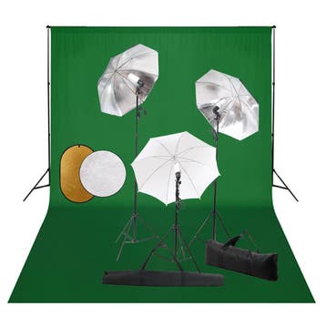 vidaXL Fotostudioset met lampen, paraplus, achtergrond en, Verzenden, Nieuw