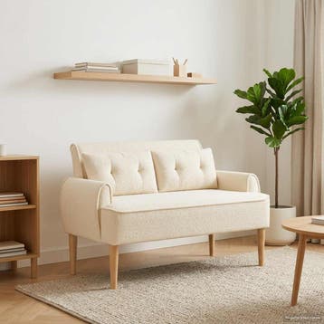 vidaXL Loungebank met knopencomfort Crèmekleurig 117 x 67 x, Verzenden, Nieuw, Minder dan 150 cm