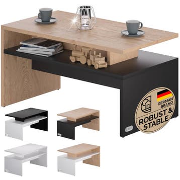 Salontafel Sacramento Hout/Grijs 95x55x50cm (Meubelen), Verzenden
