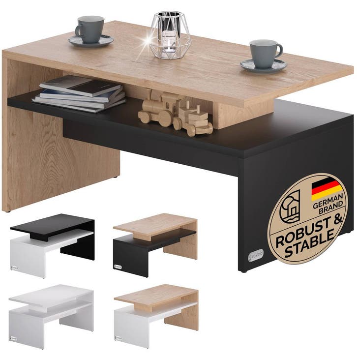 Salontafel Sacramento Hout/Grijs 95x55x50cm (Meubelen), Huis en Inrichting, Complete inboedels, Verzenden