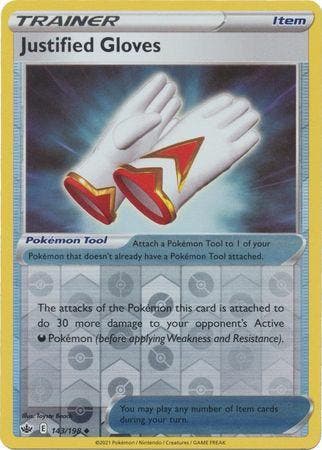 Justified Gloves 143/198 reverse holo Chilling Reign, Ophalen of Verzenden, Nieuw, Losse kaart, Foil
