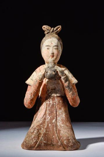 Oud Chinees, Tang-dynastie Aardewerkfiguur van een zittende