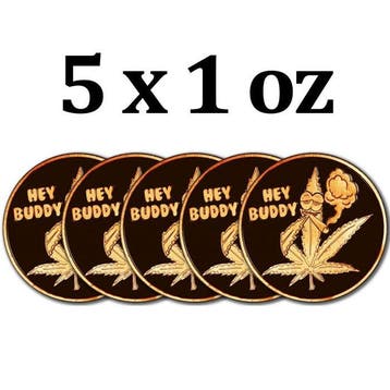 Verenigde Staten. 5 x 1 oz Hey Buddy Cannabis Leaf 999
