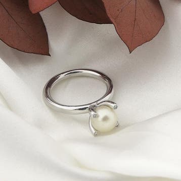 Bron Jewelry witgouden Phlox ring gezet met Zuidzee par..., 18 tot 19, Gebruikt, Ophalen of Verzenden, Met edelsteen