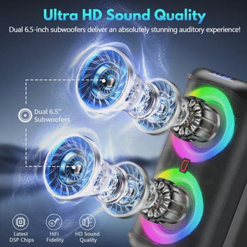 T27-T Karaoke Speaker met 2 Draadloze Microfoons, Krachtig G, Verzenden, Nieuw