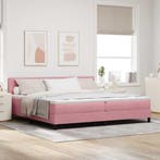 vidaXL Boxspringbed met matras Roze 200 x 200 cm Fluweel, Huis en Inrichting, Slaapkamer | Bedden, Verzenden, Nieuw, Stof