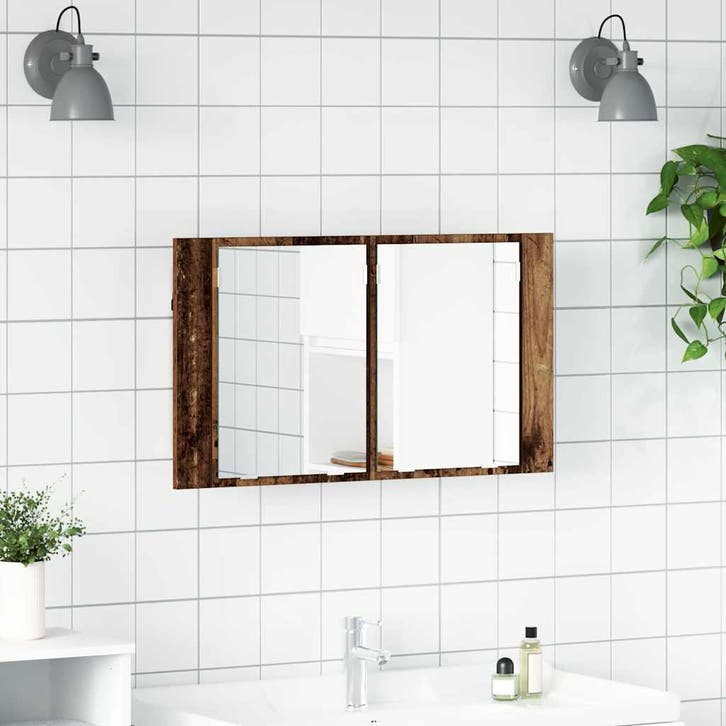 vidaXL Badkamer spiegelkast Oud Hout 80 x 12 x 45 cm Bewerkt, Huis en Inrichting, Tafels | Kaptafels, Nieuw, Verzenden