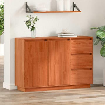 vidaXL Dressoir Bruin Eiken 111 x 34 x 75 cm Massief, Huis en Inrichting, Verzenden, Nieuw, Grenenhout, Minder dan 50 cm