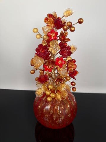 Murano Glass - Vaas (2) - Vaas met bloemenboeket -