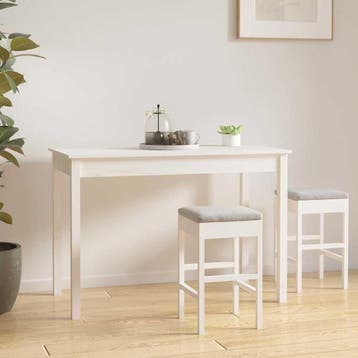 vidaXL Eettafel 110x55x75 cm massief grenenhout wit, Verzenden, Nieuw