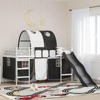 vidaXL Loftbed voor Kids Wit en zwart 80 x 200 cm Metaal, Verzenden, Nieuw, Wit, Metaal