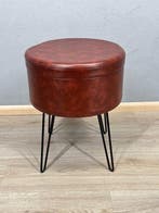 Poef - skai lederen poef opslagbox - Skai, Hout Kunststof -