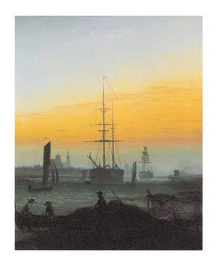 Kunstdruk Caspar David Friedrich - Der Greifswalder Hafen, Huis en Inrichting, Woonaccessoires | Schilderijen, Tekeningen en Foto's