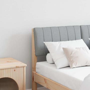 vidaXL Gestoffeerd hoofdbord Lichtgrijs 120 cm Massief, Verzenden, Nieuw, Bruin, Hout